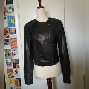 Y2K Banana Republic Genuine Leather Moto Styled Cropped Jacket